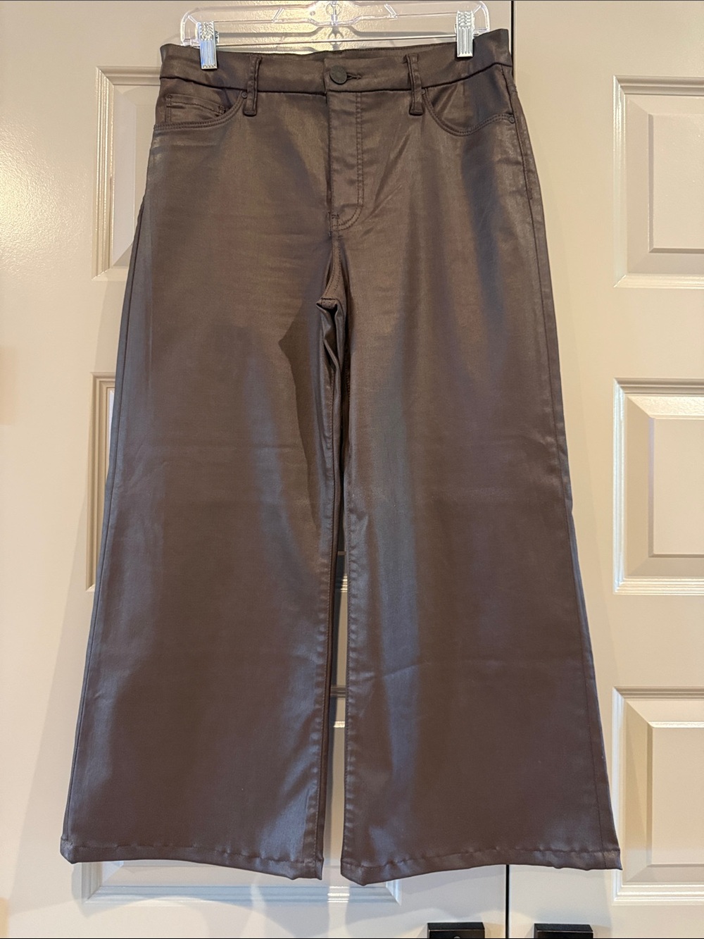 Kut from the Kloth Meg Fab Ab Wide Leg High Rise Cropped Pants in Dark Brown